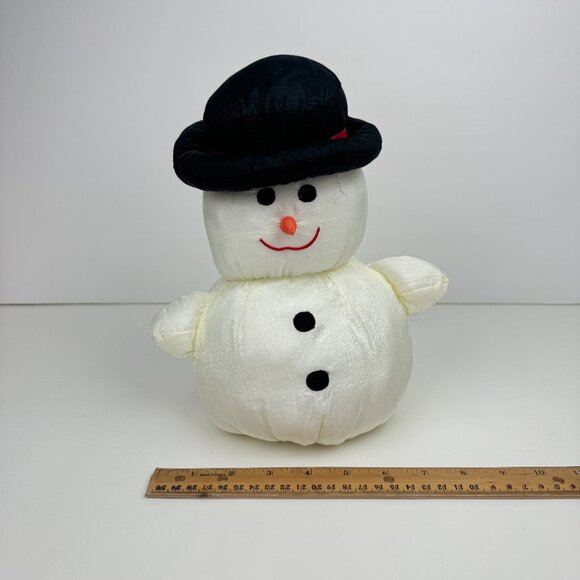 Vtg 90s Snowman Stuffed Plush Soft Puffy Nylon Material Holiday Christmas Winter - Picture 1 of 11